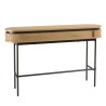 Rounded console table in natural colour with 2 drawers and black metal legs - ETHAN
