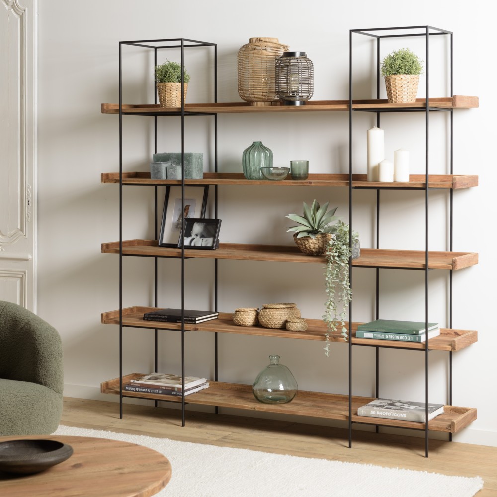 DANDY - Etagère 5 niveaux bois Pin recyclé structure métal DANDY - Etagère 5 niveaux bois Pin recyclé structure métal