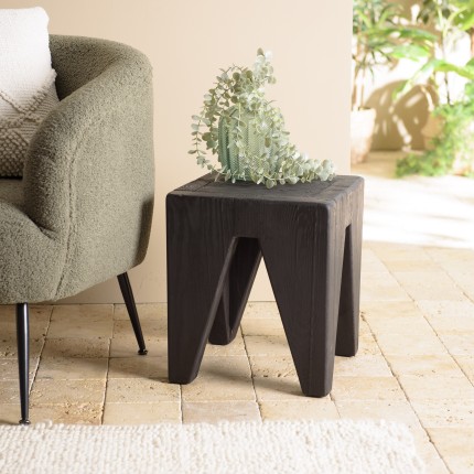 Tabouret carré noir 35x35cm bois Pin recyclé - DANDY
