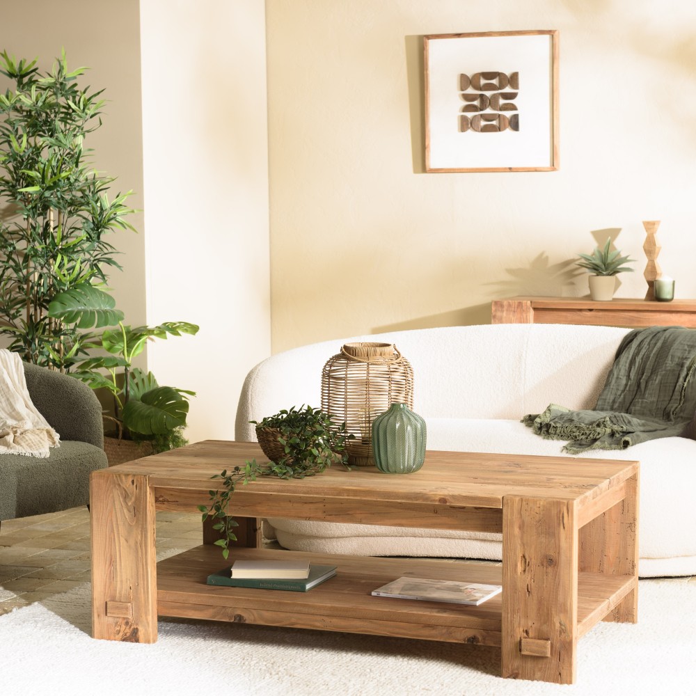 Table basse rectangulaire 132x71cm bois Pin recyclé SANDY Table basse rectangulaire 132x71cm bois Pin recyclé SANDY