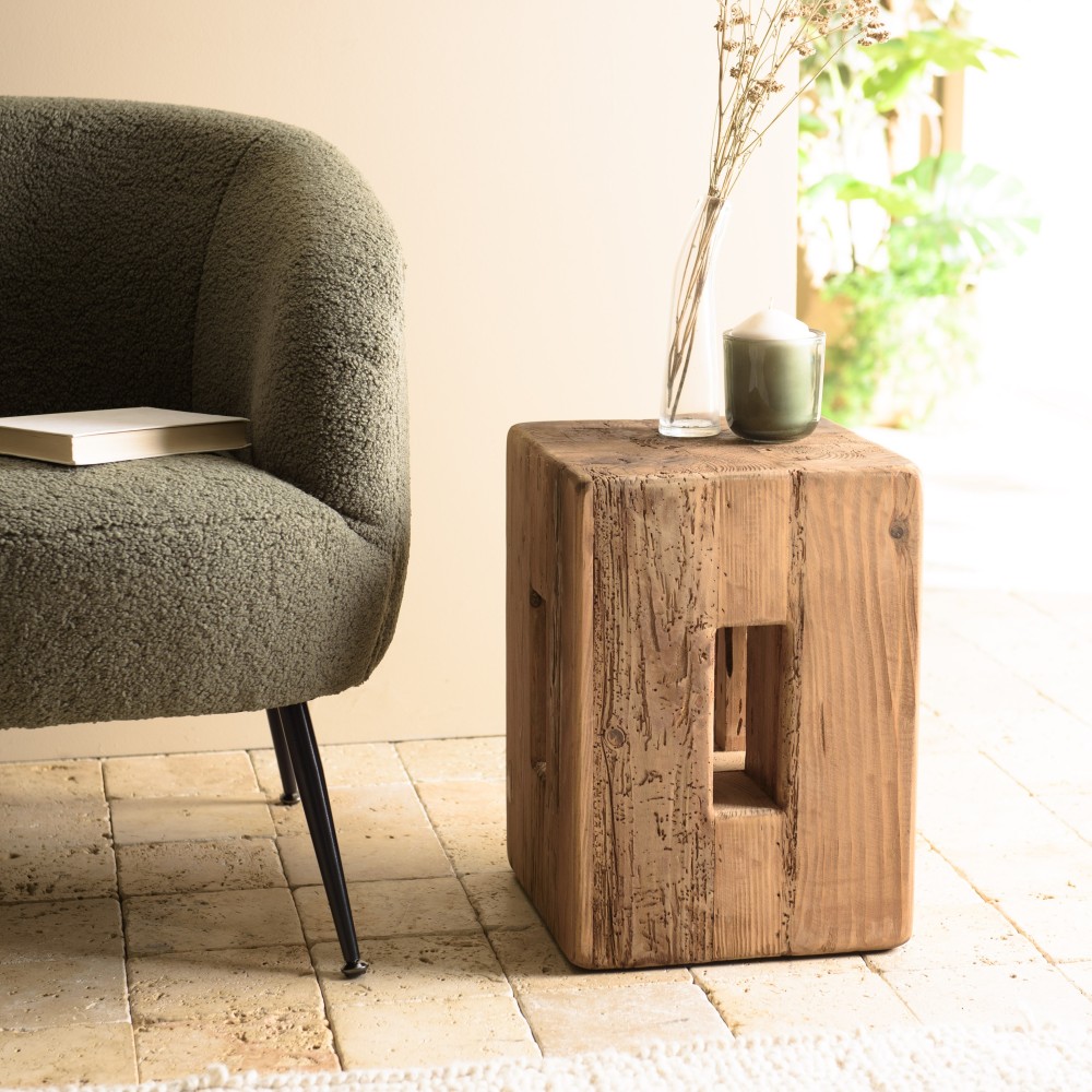 Tabouret carré 30x30cm bois Pin recyclé SANDY Tabouret carré 30x30cm bois Pin recyclé SANDY