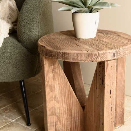 Round stool 40x40cm recycled pine wood SANDY