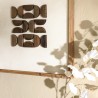 Wall decoration in recycled pine with geometric patterns, 62 x 62 cm
