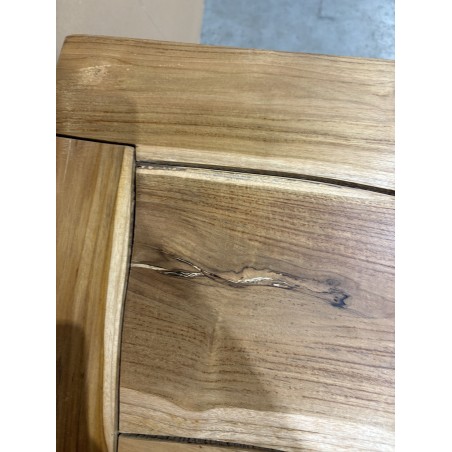 SECONDE MAIN - Table d'appoint nature - plateau carré 55x55cm Teck pieds bois flotté
