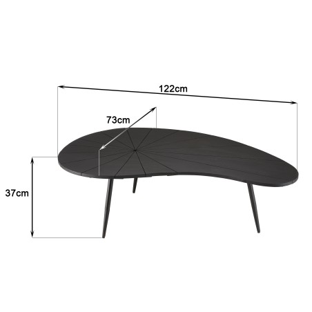 SECOND HAND - Ovoid coffee table with textured black matt top and black iron legs