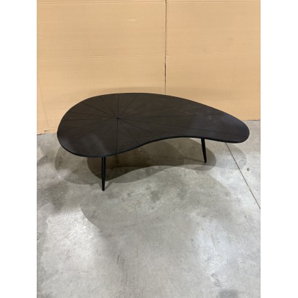 SECOND HAND - Ovoid coffee table with textured black matt top and black iron legs