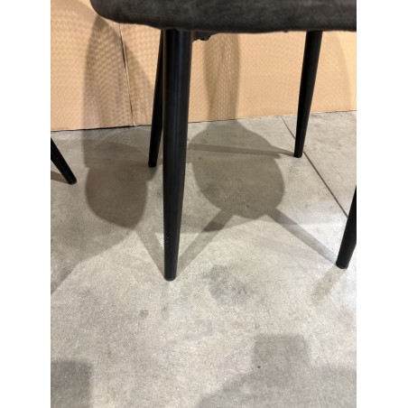 LEA Set of 2 Chairs - Black Fabric Seat and Cane-Effect Backrest