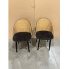 LEA Set of 2 Chairs - Black Fabric Seat and Cane-Effect Backrest
