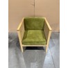 AGATHE Cane Armchair with Removable Green Velvet Seat