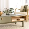 Green coffee table with 2 drawers and 2 compartments in natural wood - ETHAN