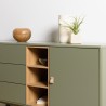 Buffet vert 1 porte 3 tiroirs 3 niches bois naturel - ETHAN