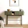 ETHAN - Console verte 3 tiroirs et 1 niche en bois naturel