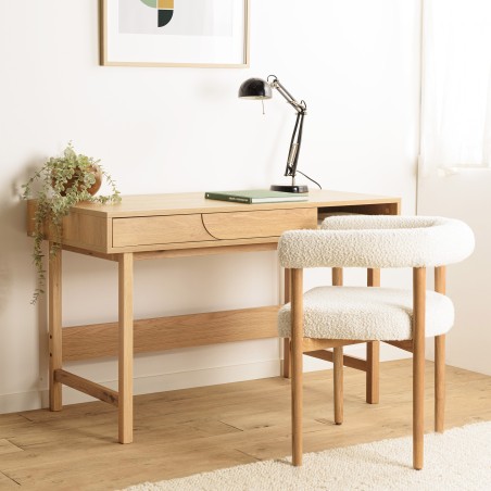 Bureau couleur naturelle 1 tiroir décor motif arrondi 1 niche - ETHAN