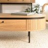 ETHAN - Table basse arrondie couleur naturelle 2 tiroirs