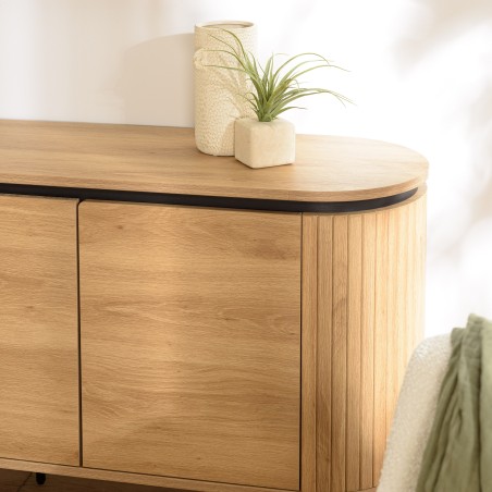 Buffet arrondi couleur naturelle 3 portes - ETHAN