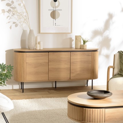 Buffet arrondi couleur naturelle 3 portes - ETHAN