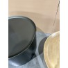 SECONDE MAIN - Set de 2 tables d'appoint rondes métal gris anthracite et doré