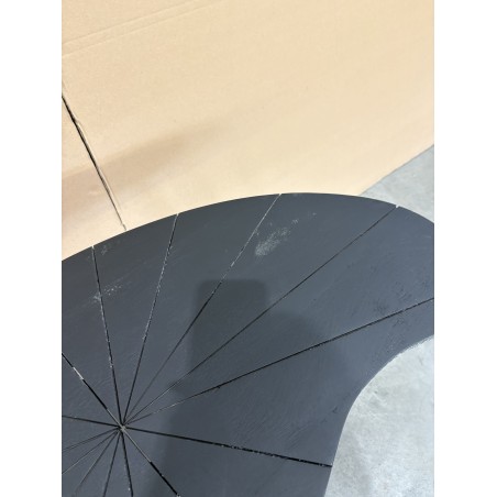 SECOND HAND - Ovoid side table with textured black matt top and black iron legs