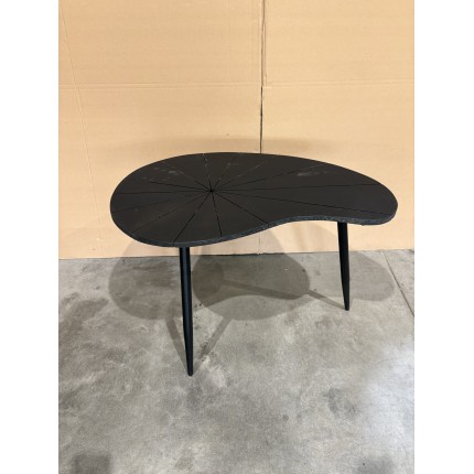 SECONDE MAIN - Table d’appoint ovoïde plateau texturé noir mat pieds fer noir