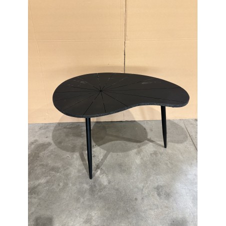 JAMES - Ovoid Side Table with Textured Black Matt Top