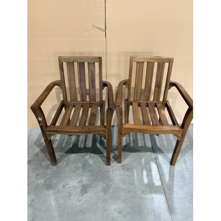 MAEVA - Set of 2 Stackable Armchairs in Oiled Teak Wood