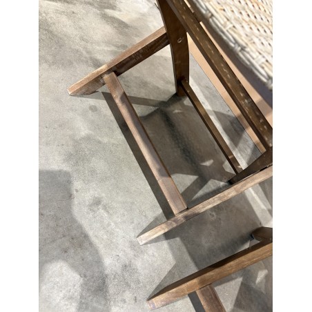 SECOND HAND - Set of 2 folding garden chairs in acacia wood and synthetic rattan