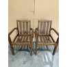 SECONDE MAIN - Ensemble de 2 fauteuils empilables en bois teck huilé