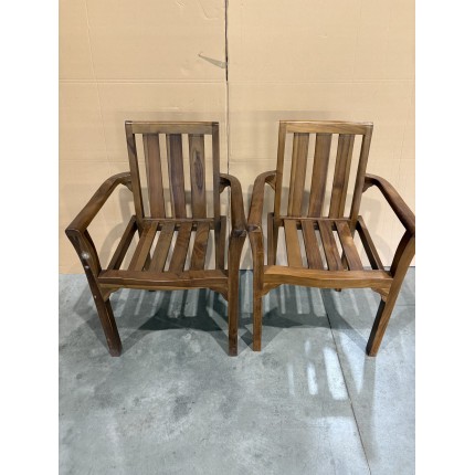 MAEVA - Set of 2 Stackable Armchairs in Oiled Teak Wood