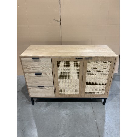 MARCEAU Sideboard with 3 Drawers and 2 Doors - Natural Cane Finish