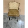 SECONDE MAIN - Lot de 2 chaises manguier assise matelassée cuir dossier rotin