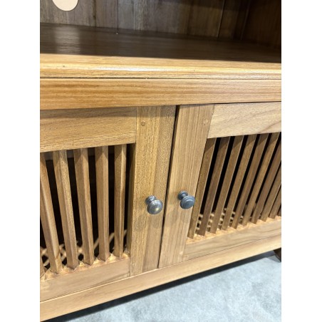 API Brown 2-door Teak Wood TV Stand | Louvered Doors