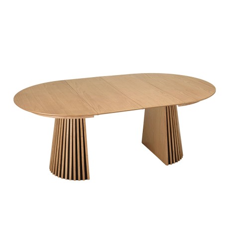 Extendable round dining table L120/160/200, decorative finish and natural oak - SYA