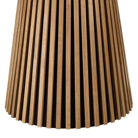 Table à manger ronde D120 décor et chêne naturel pied à motif strié - SYA
