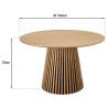 Table à manger ronde D120 décor et chêne naturel pied à motif strié - SYA