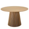 Round dining table D120 with decorative finish and natural oak legs with striated pattern - SYA