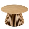 Table basse ronde D80 décor et chêne naturel pied à motif strié - SYA