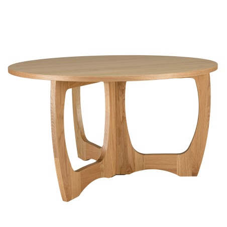 Round coffee table D80 with decorative finish and natural oak openwork base - SYA