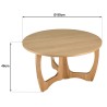 Round coffee table D80 with decorative finish and natural oak openwork base - SYA