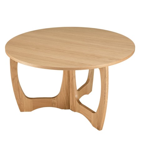 Table basse ronde D80 décor et chêne naturel pied ajouré - SYA