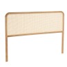 Headboard with rounded edges, natural rattan and solid oak, 140/160 cm