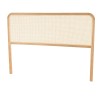 Headboard with rounded edges, natural rattan and solid oak, 140/160 cm