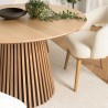 Round dining table D120 with decorative finish and natural oak legs with striated pattern - SYA