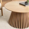 Table basse ronde D80 décor et chêne naturel pied à motif strié - SYA