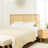 Headboard in natural rattan and solid oak for 140/160 cm beds - SYA