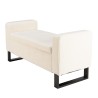 Ecru bouclé fabric bench with storage and black metal legs - LEOPOLD