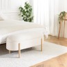 Ecru bouclé fabric bench with storage and wooden legs - LEOPOLD