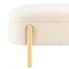Ecru bouclé fabric bench with storage and wooden legs - LEOPOLD