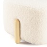 Ecru bouclé fabric pouffe with wooden legs - LEOPOLD