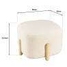 Ecru bouclé fabric pouffe with wooden legs - LEOPOLD