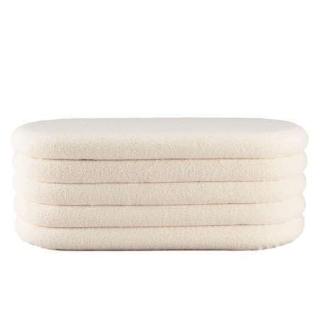 Ecru bouclé fabric bench with storage - LEOPOLD